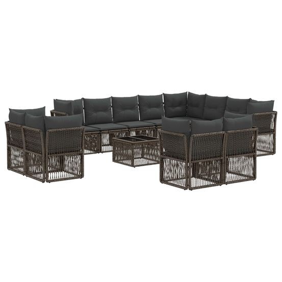 Ensemble de canapé de jardin 13 pc gris polyrotin