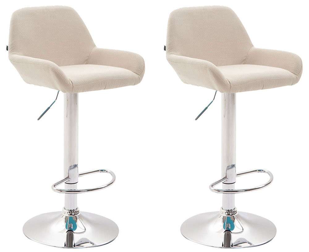 Lot de 2 tabourets de bar braga tissu chrome