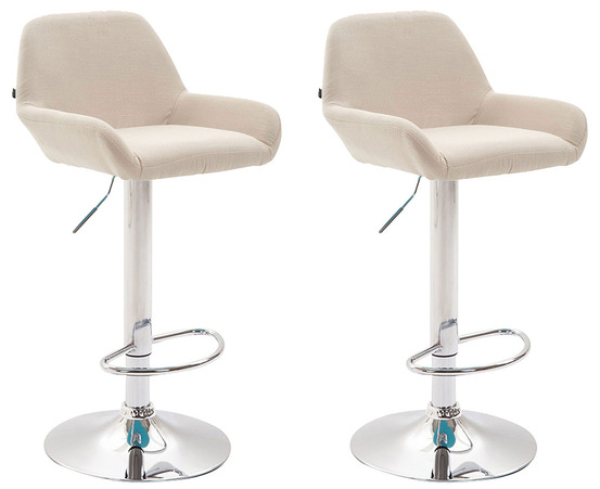 Lot de 2 tabourets de bar braga tissu chrome