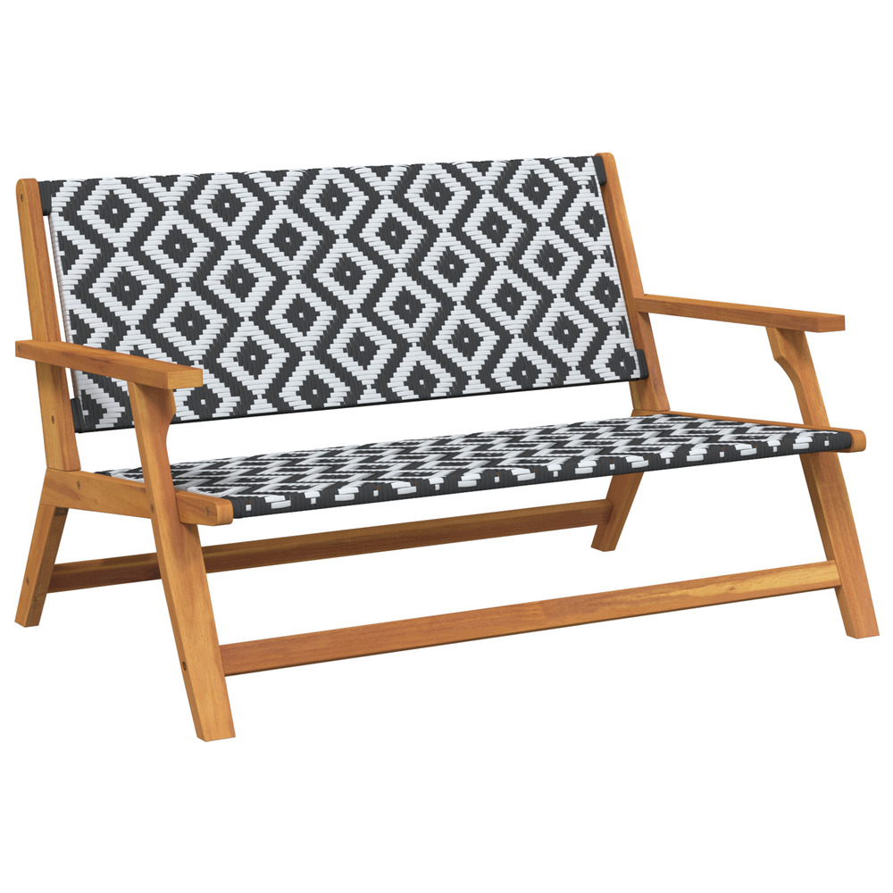Banc de jardin noir et blanc 122x76x73.5 cm bois massif d'acacia