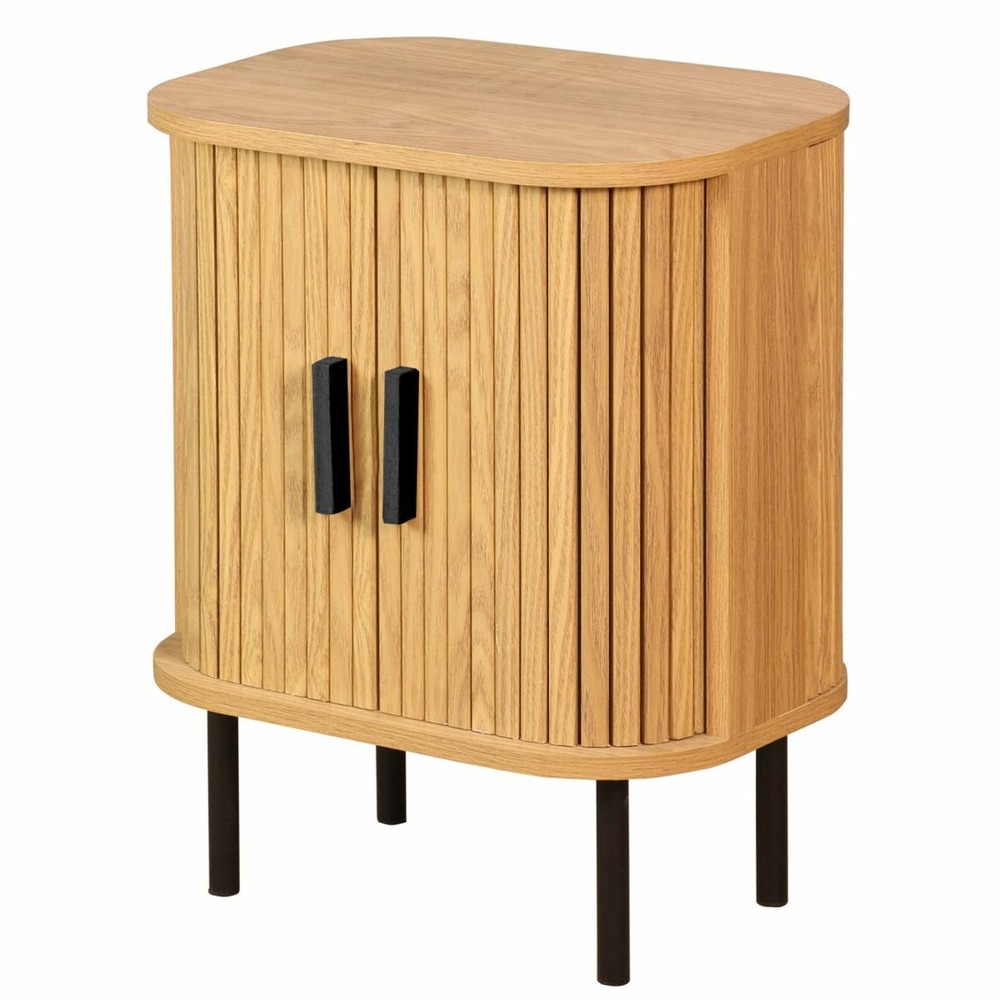 Table de nuit en bois et métal à lamelles kyoto