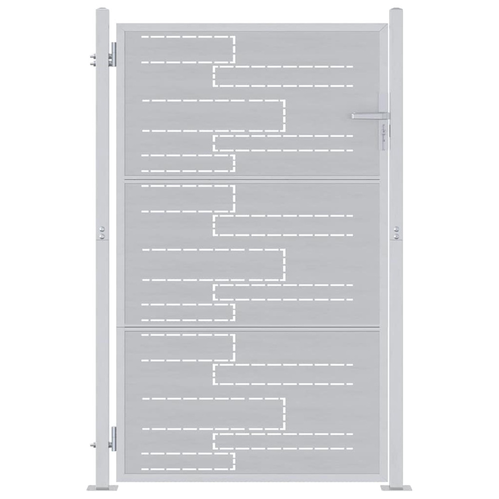 Porte de jardin argenté 85 x 144 cm acier inoxydable