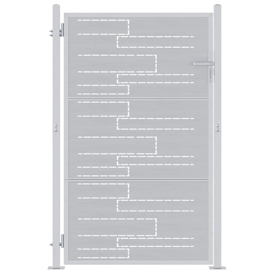 Porte de jardin argenté 85 x 144 cm acier inoxydable