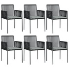 Chaises de jardin et coussins lot de 6 noir 54x60,5x83,5 cm