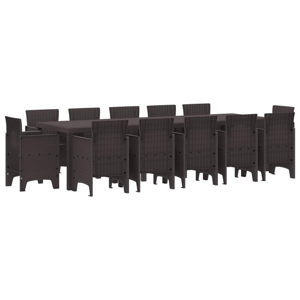 Ensemble de salle à manger pour jardin 13 pc marron poly rotin