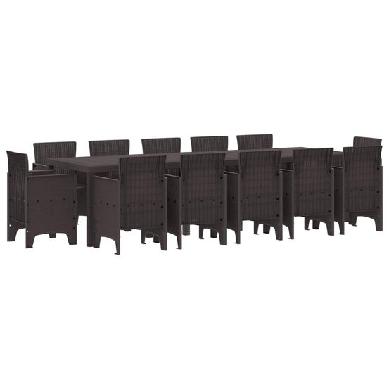 Ensemble de salle à manger pour jardin 13 pc marron poly rotin
