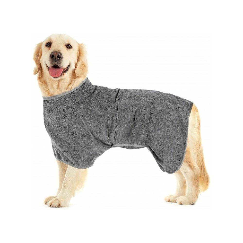 Mon ami luki - serviette peignoir microfibre - anthracite - chien - 60 cm