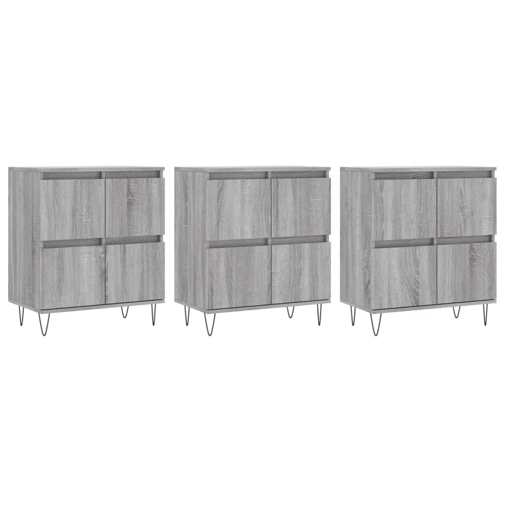 Buffet bahut commode armoire meuble de rangement organisateur cuisine salle de séjour salons 3 pcs sonoma bois d'ingénierie g