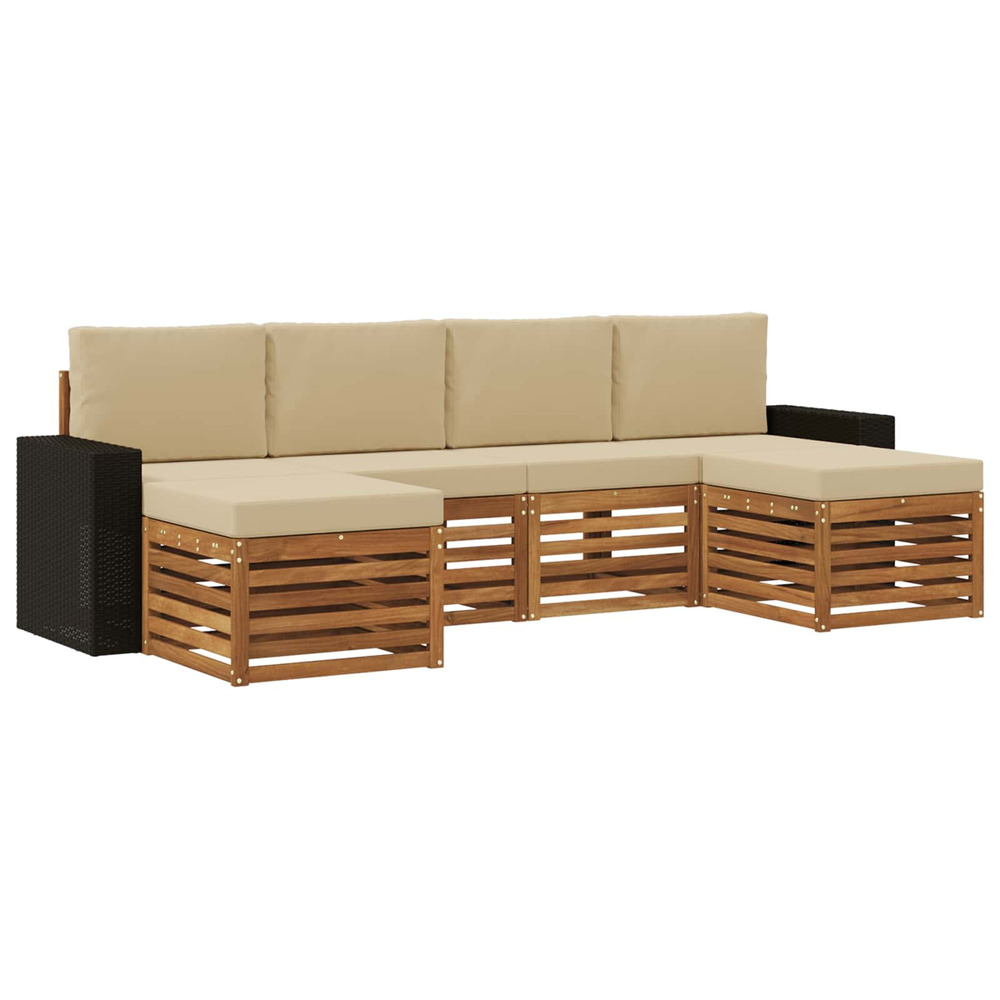 Ensembles de canapés avec coussin 6 pcs naturel et beige