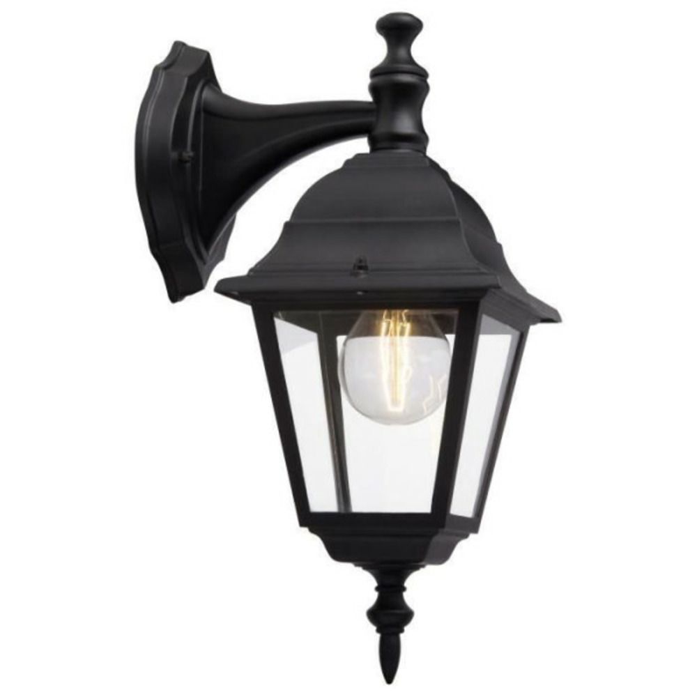 Applique extérieure descendante newport - noir métal/verre e27 1x60w