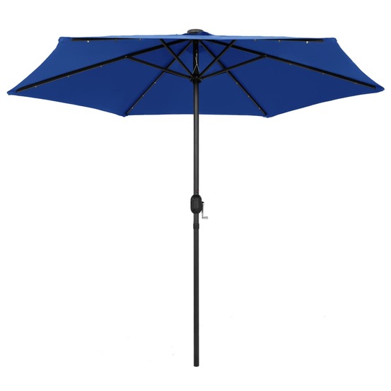 Parasol de jardin et lumières led mât en aluminium bleu azuré