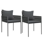 Chaises de jardin avec coussins lot de 2 noir 54x61x83 cm rotin