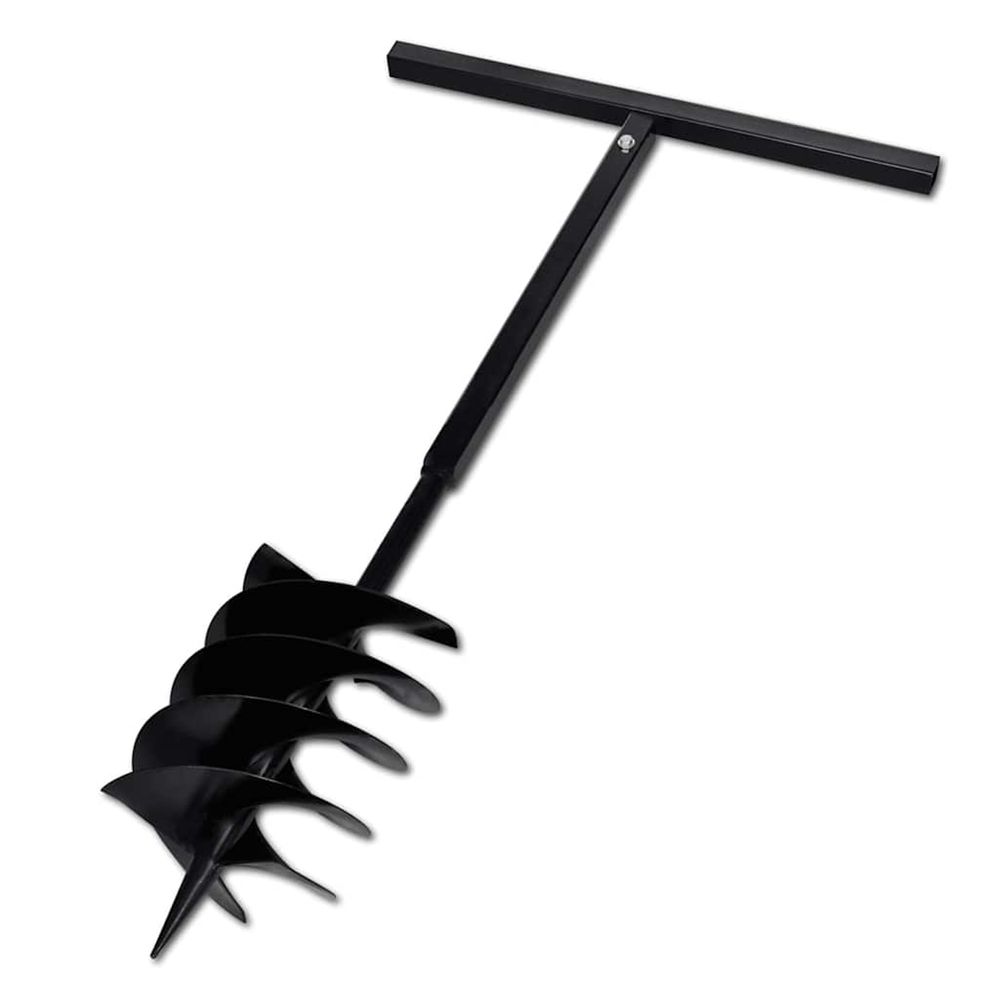 Tarière de sol avec mèche de tarière 200 mm acier noir