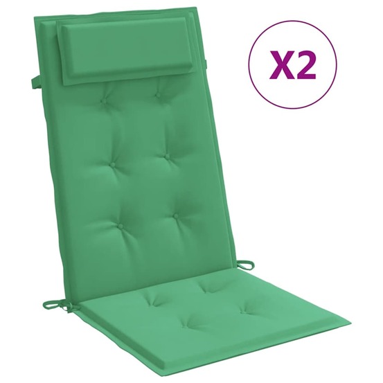 Coussins de chaise à dossier haut lot de 2 vert tissu oxford
