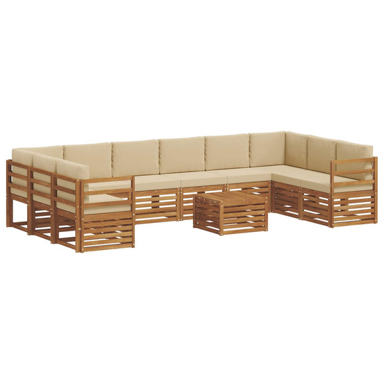 Ensemble de canapé d'angle avec coussin 11 pcs naturel et beige