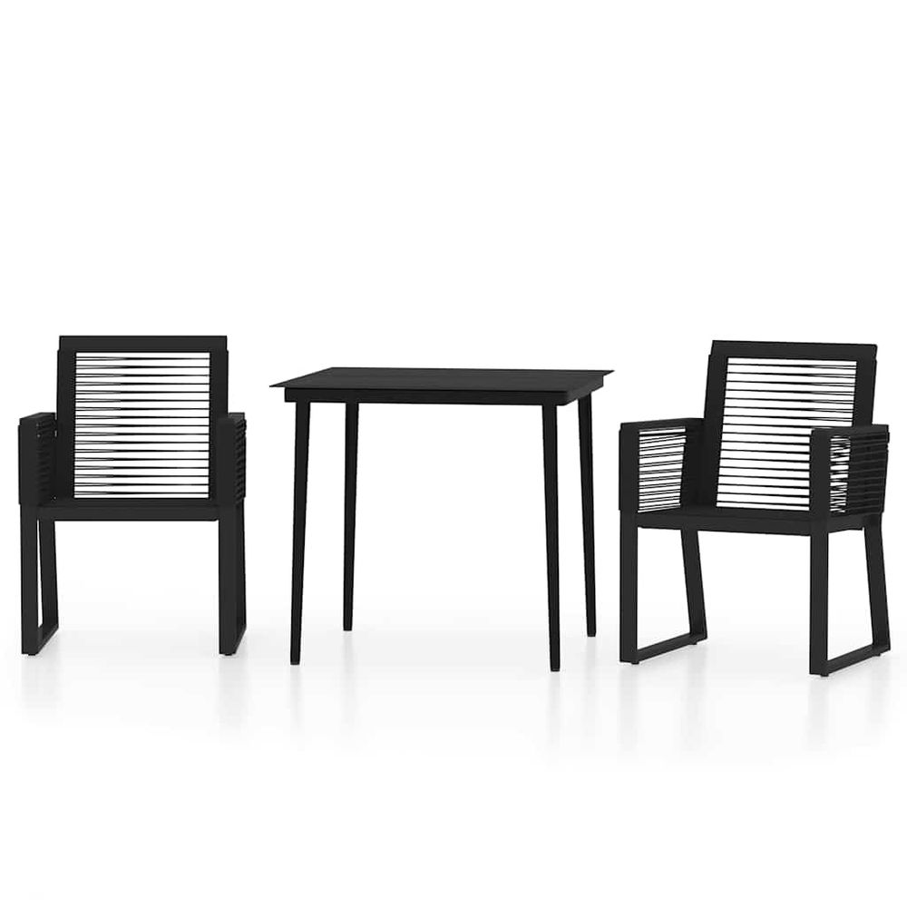 Ensemble à manger de jardin 3 pcs noir