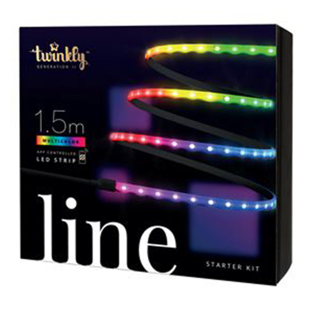 Starter kit ip20 bande noire 1,5m 90 leds multicolores rgb twinkly line