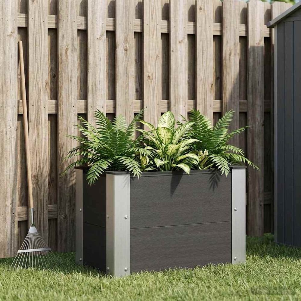 Jardinière surélevée wpc aluminium terrasse balcon culture fleurs 50x30x36cm noir