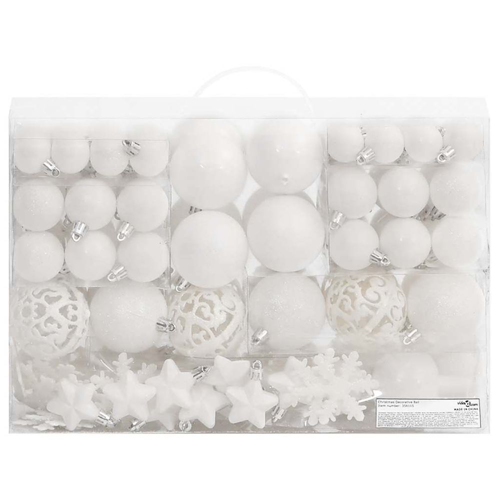 Ensemble de boules de noël 111 pièces blanc polystyrène