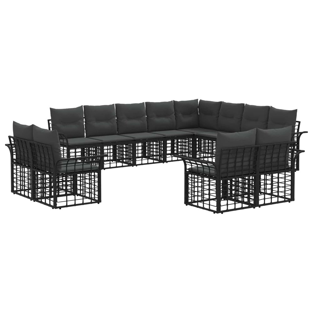 Ensemble de canapés d'extérieur 12 pc noir et gris foncé