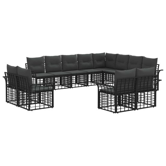 Ensemble de canapés d'extérieur 12 pc noir et gris foncé