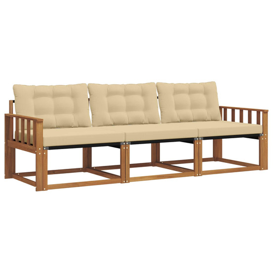 Ensemble de canapés d'extérieur 3 pcs naturel et beige