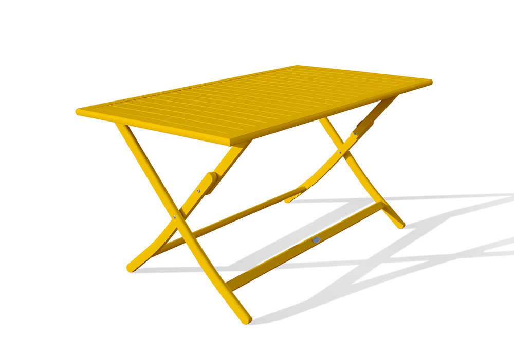 Table de jardin marius 140 cm pliante en aluminium moutarde
