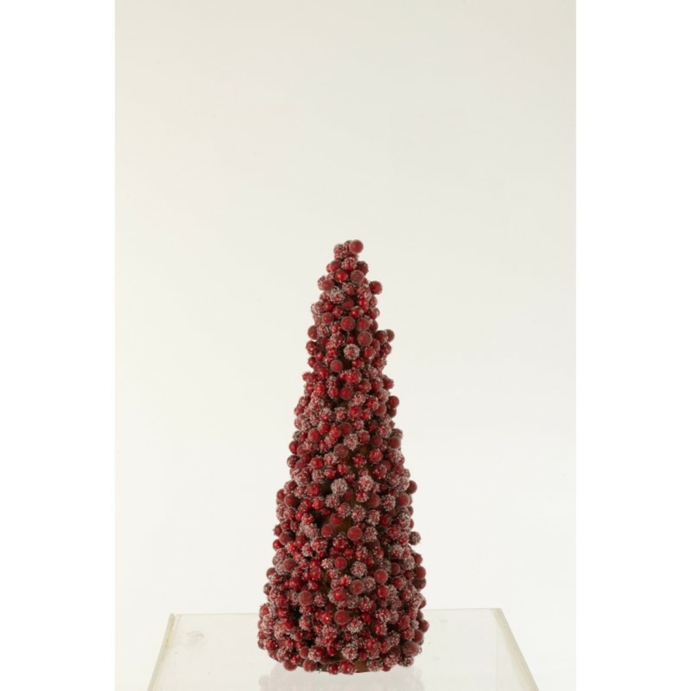 Cône de noël de baies en résine rouge 16x16x41 cm