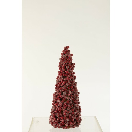Cône de noël de baies en résine rouge 16x16x41 cm