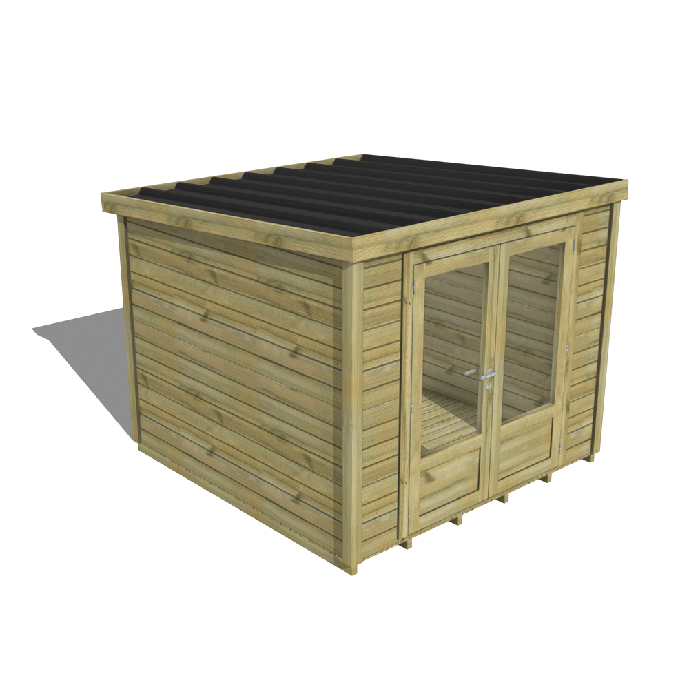 Abri de jardin bois pin traité autoclave 27mm - essentiel - 2,64x2,64m / 7m2 - bac acier - plancher bois