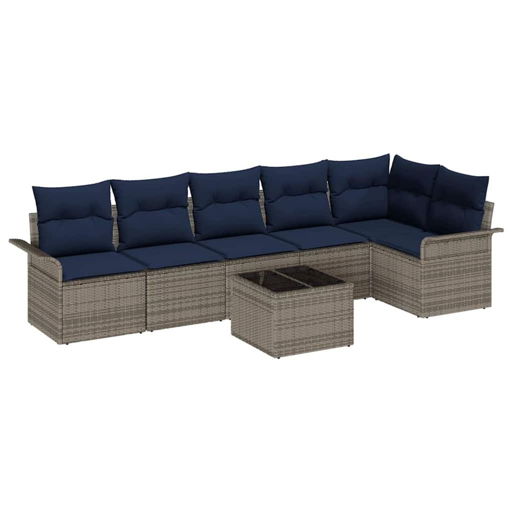Ensemble de canapé de jardin 7 pc gris polyrotin