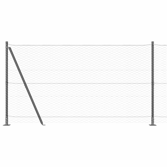 Clôture avec poteaux gris 1.5 x 25 m acier recouvert de pvc