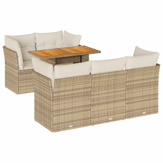 Salon de jardin avec coussins 6 pcs beige résine tressée