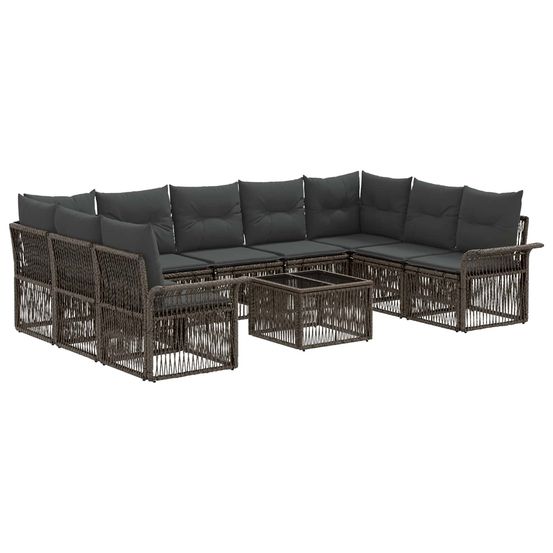 Ensemble de canapé de jardin 10 pc gris polyrotin