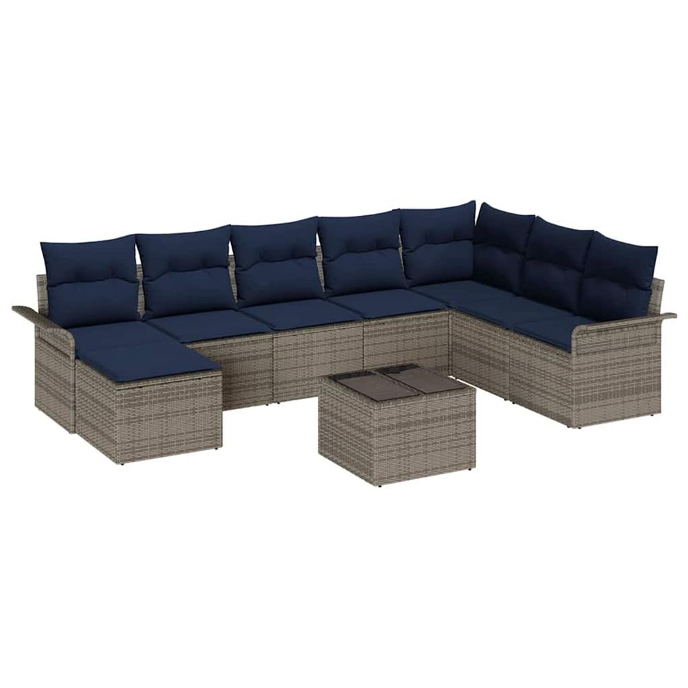 Ensemble de canapé de jardin 9 pc gris poly rotin