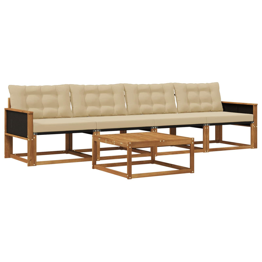 Ensemble de canapés d'extérieur 5 pcs naturel et beige