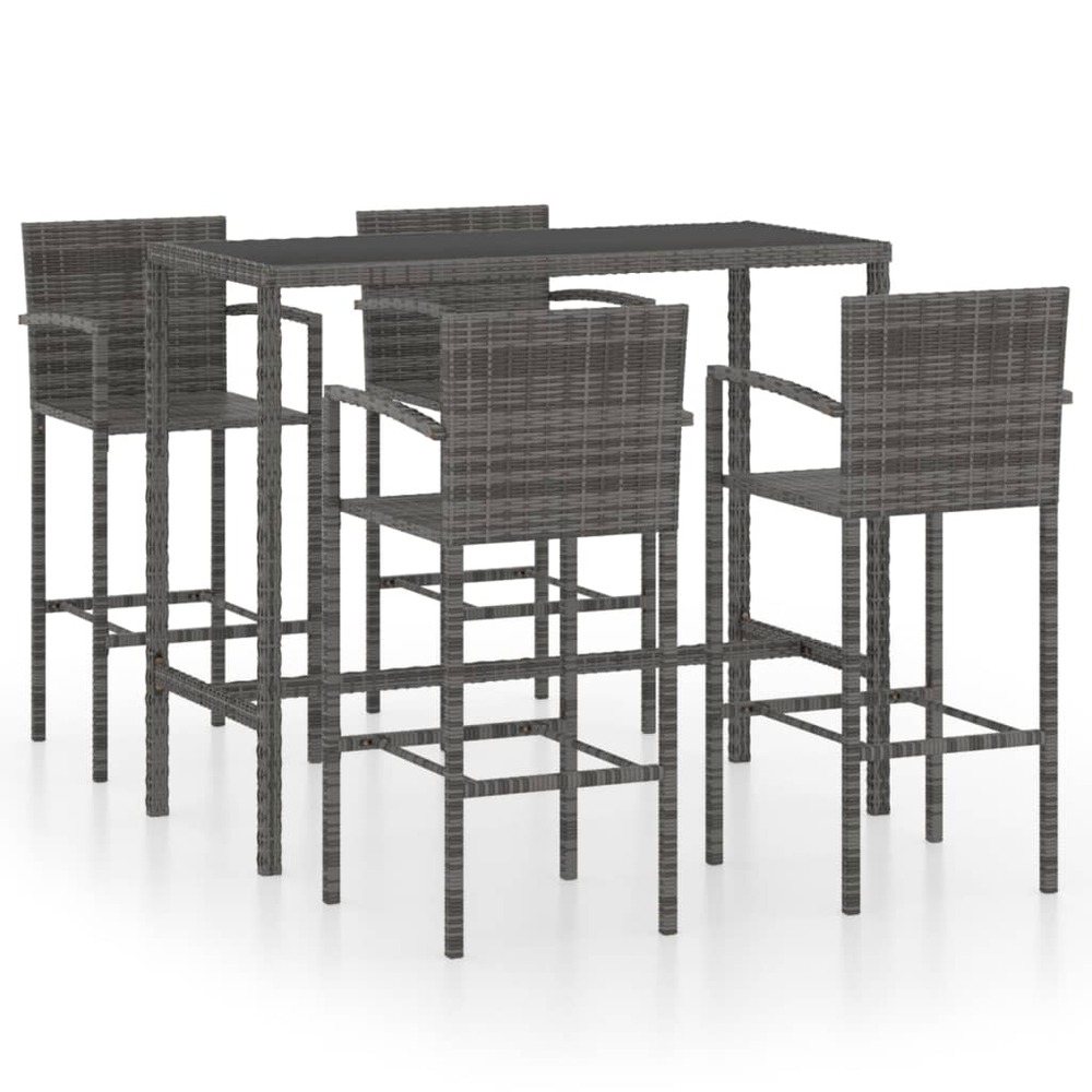 Ensemble de bar de jardin 5 pcs résine tressée gris