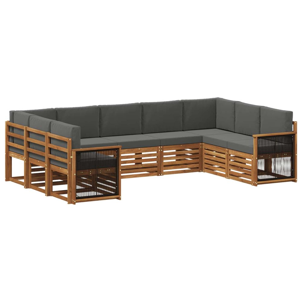 Ensemble de canapés d'extérieur 7 pc naturel et anthracite