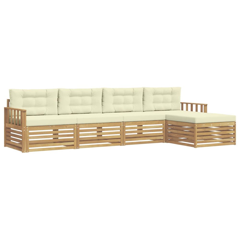 Ensemble de canapés d'extérieur 5 pc blanc et crème polyester