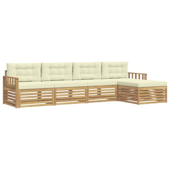 Ensemble de canapés d'extérieur 5 pc blanc et crème polyester