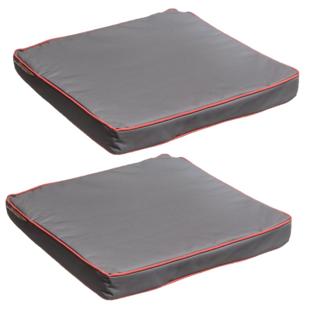 Lot de 2 galettes de chaises avec bande aggripante - 40 x 40 cm - gris