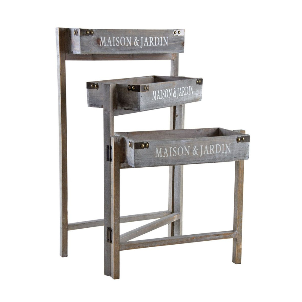 Jardinière triptyque bois teinté