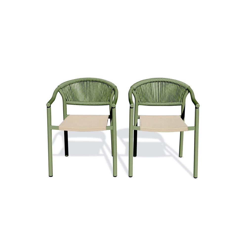 Lot de 2 fauteuils de jardin sumba en aluminium et textilène olive