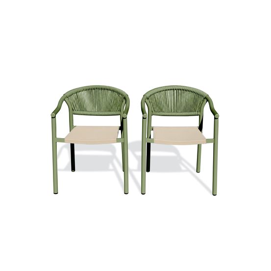 Lot de 2 fauteuils de jardin sumba en aluminium et textilène olive