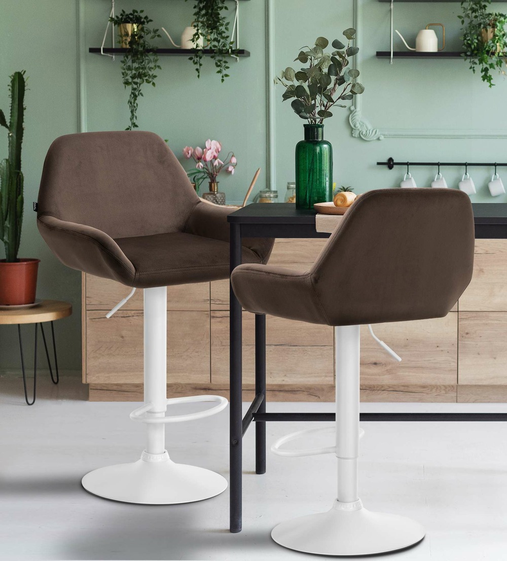 Tabouret de bar braga velours blanc