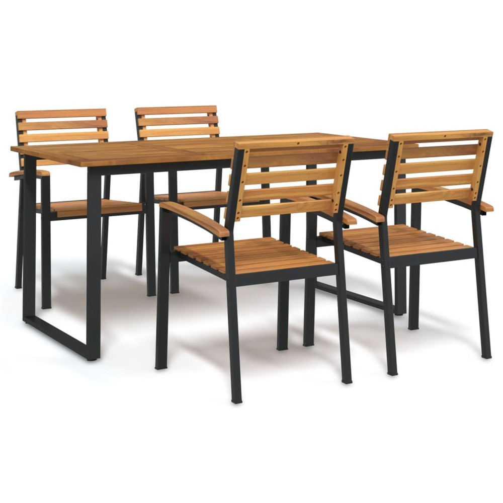 Ensemble à manger de jardin 5 pcs bois d'acacia massif et métal