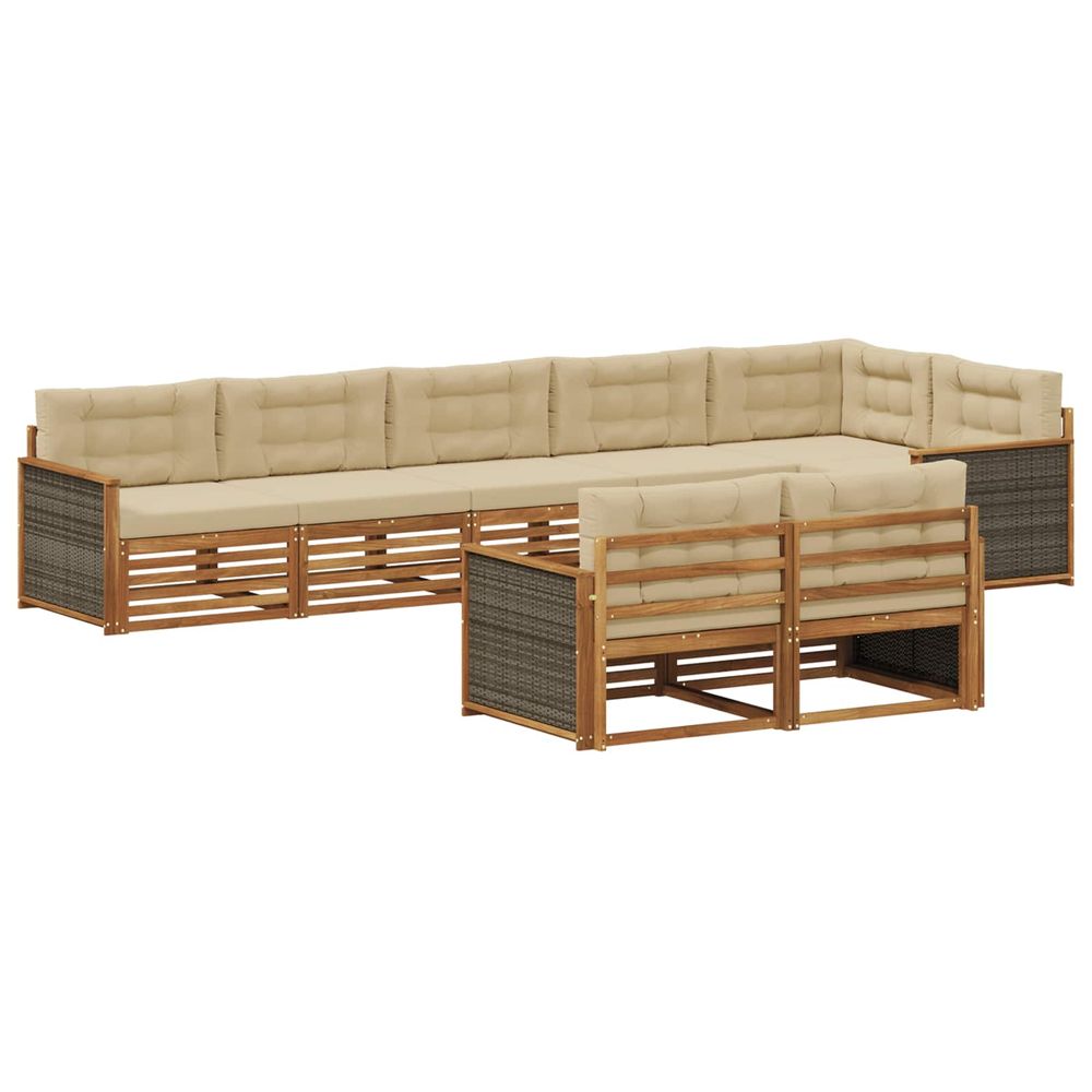 Ensemble de canapés d'extérieur 8 pc naturel et beige