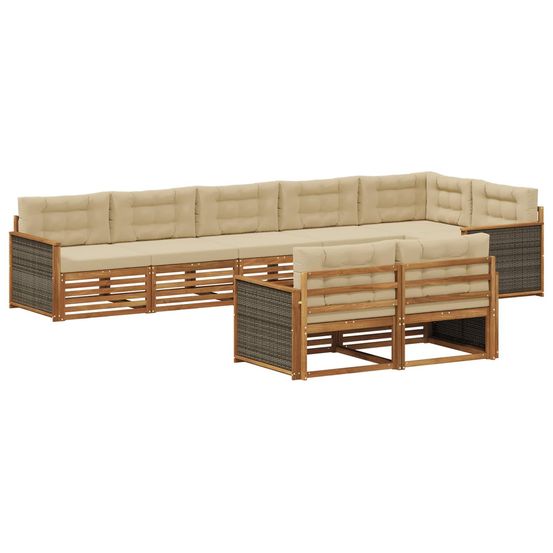 Ensemble de canapés d'extérieur 8 pc naturel et beige
