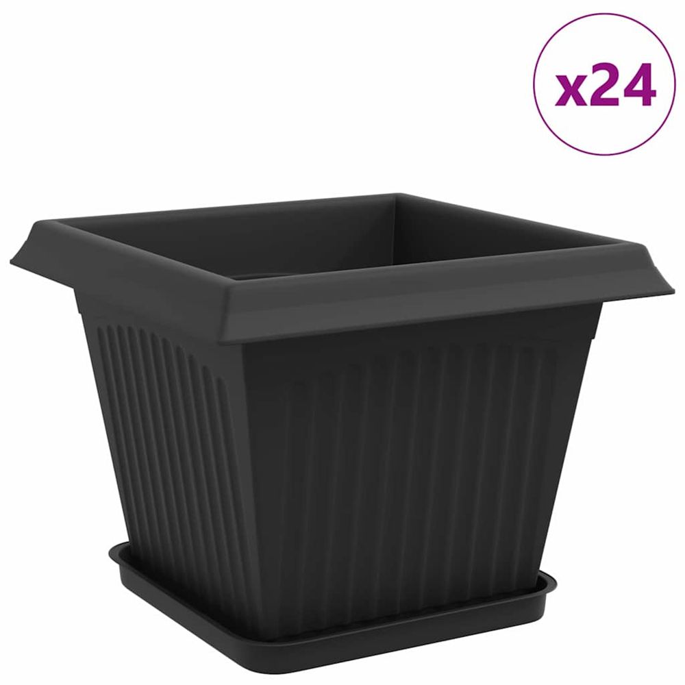 Pots de plantes 24 pc noir plastique