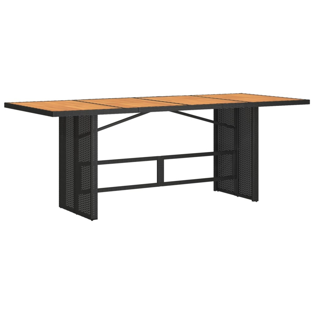 Table de jardin et dessus en bois d'acacia noir résine tressée